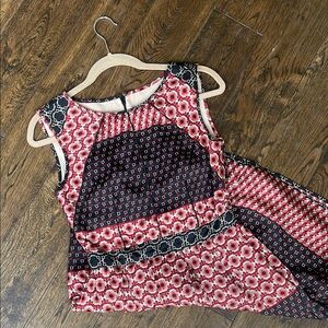 ABS black red geometric skater dress 2